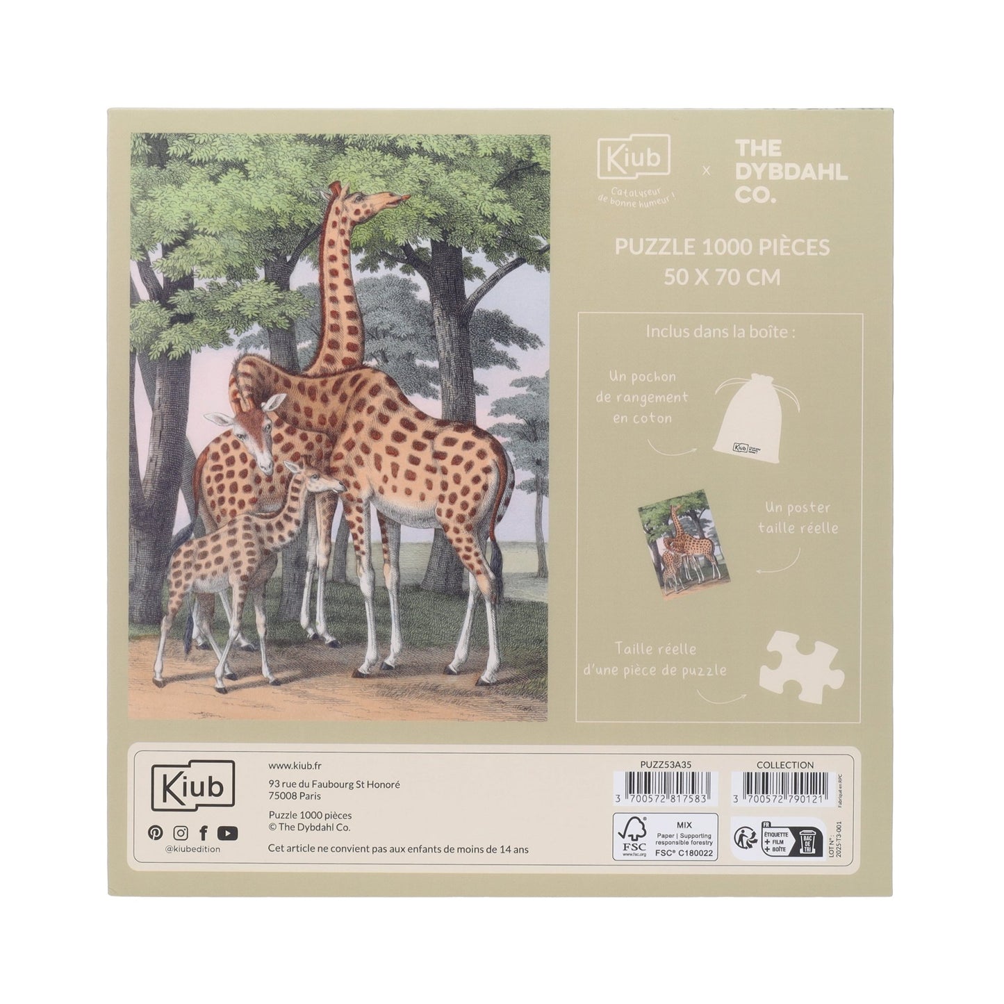 Puzzle 1000 Pièces En Pochon - The Dybdahl V GirafesKiub