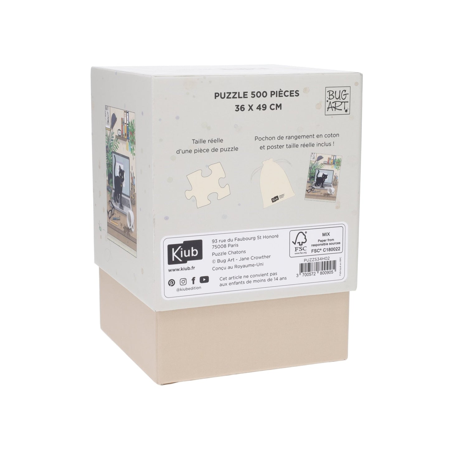 Puzzle 500 Pièces En Pochon - Coffret Bug Art Chaton OrdiKiub