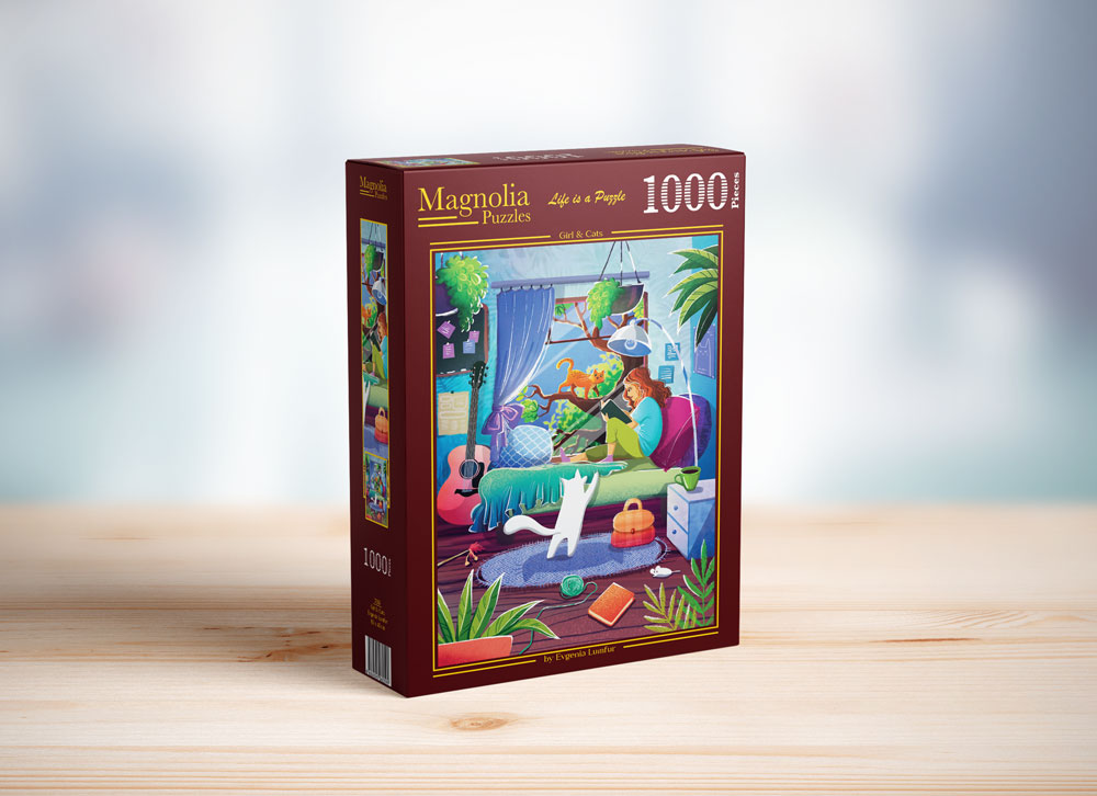 Puzzle 1000 Pièces - Fille et Chats - Magnolia-7051