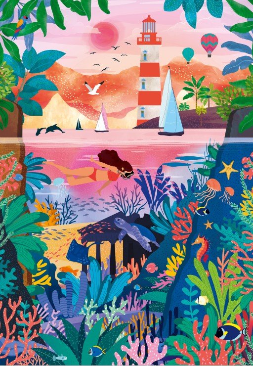 Puzzle 1000 Pièces Pieces & Peace - Fonds Marins ColorésPieces & Peace