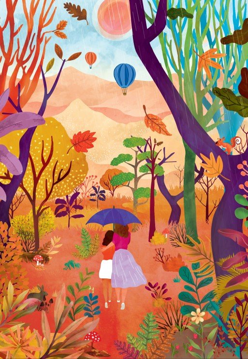 Puzzle 1000 Pièces Pieces & Peace - Promenade d'AutomnePieces & Peace