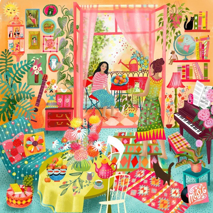 Puzzle 1000 Pièces Pieces & Peace - Salle de Musique avec VuePieces & Peace