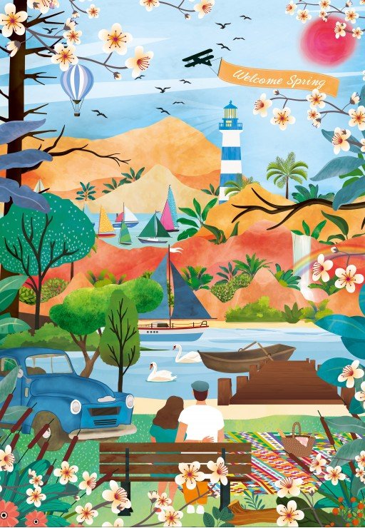 Puzzle 1000 Pièces Pieces & Peace - Welcome SpringPieces & Peace