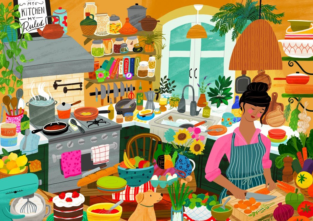 Puzzle 2000 Pièces Pieces & Peace - Mon bonheur est dans la cuisinePieces & Peace