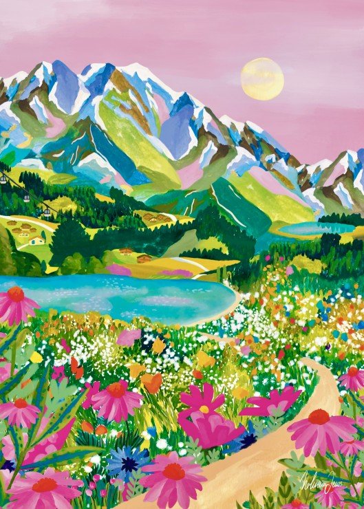 Puzzle 500 Pièces Pieces & Peace - Lever de Soleil sur les AlpesPieces & Peace