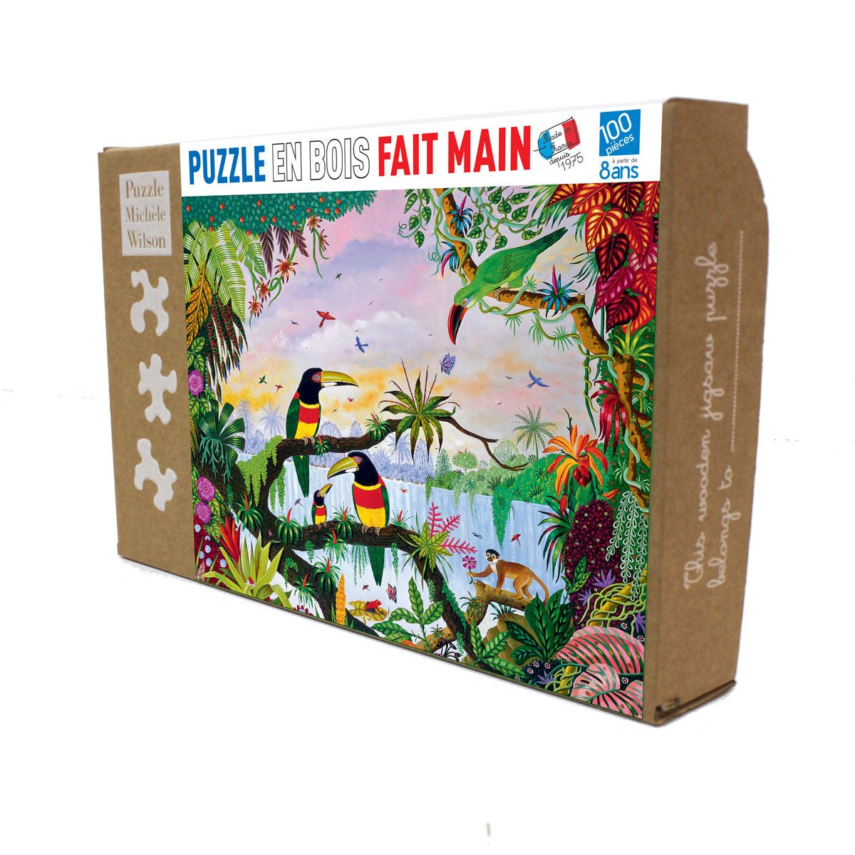 Puzzle en bois découpé à la main de 100 pièces - La JunglePuzzle Michèle Wilson