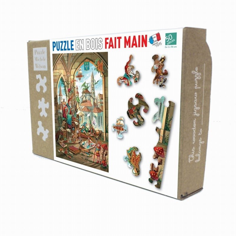 Puzzle en bois découpé à la main de 50 pièces - Les Apprentis SorciersPuzzle Michèle Wilson