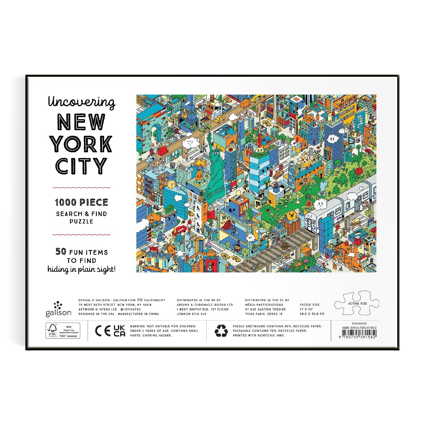 Puzzle 1000 Pièces Galison - Découverte de la Ville de New York - à Chercher et à TrouverGalison
