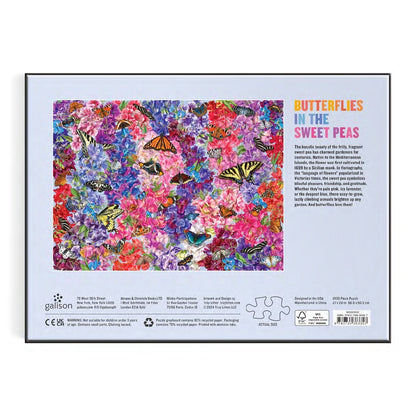 Puzzle 1000 Pièces Galison - Des Papillons dans les Pois Sucrés - Troy LittenGalison