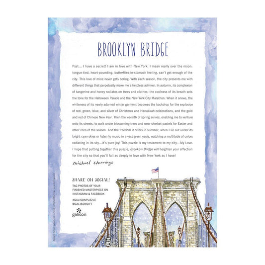 Puzzle 1000 Pièces Galison - Pont de BrooklynGalison