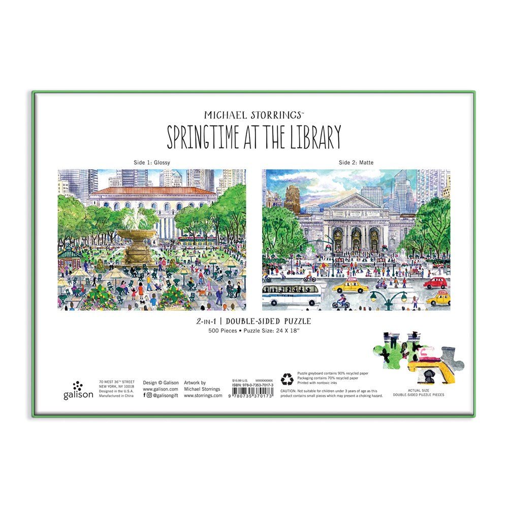 Puzzle 500 Pièces Galison - Le Printemps à la Bbibliothèque - Double FaceGalison