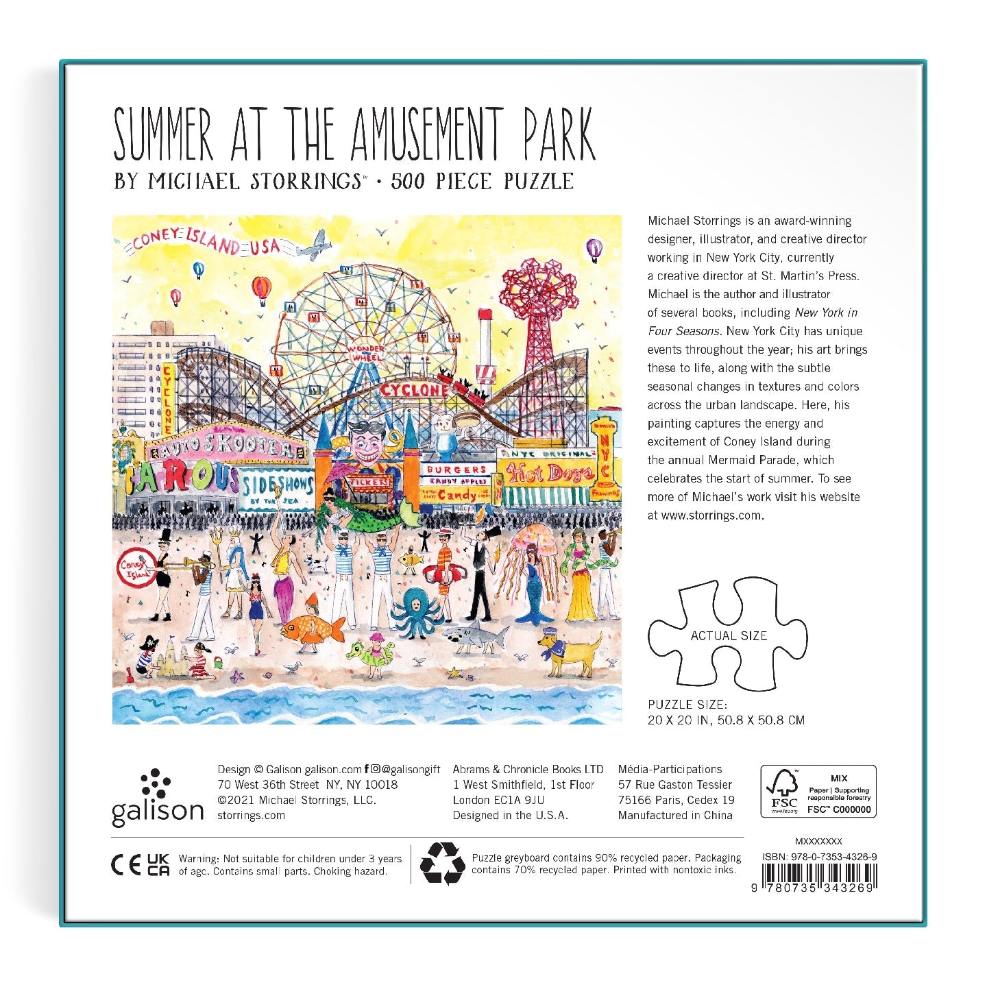 Puzzle 500 Pièces Galison - L'Été au Parc d'AttractionsGalison