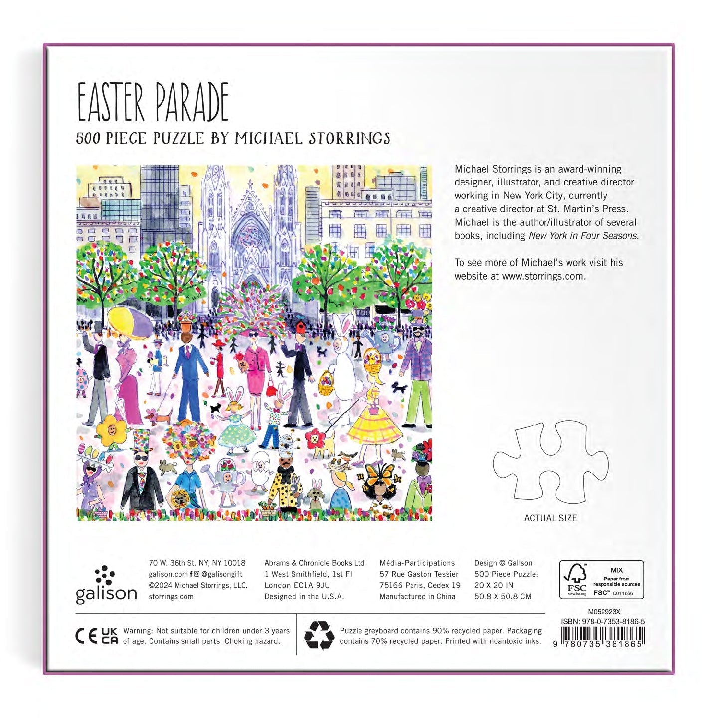 Puzzle 500 Pièces Galison - Michael Storrings - Parade de PâquesGalison