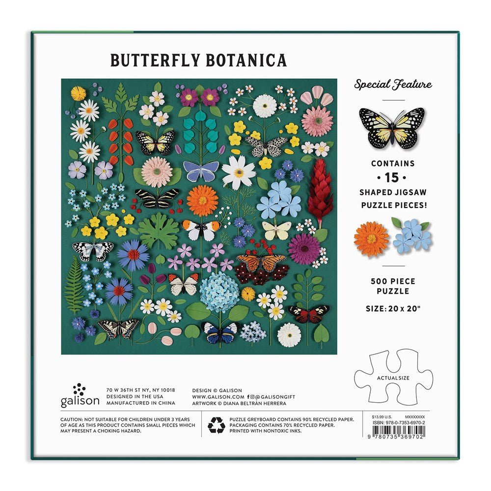 Puzzle 500 Pièces Galison - Papillon BotaniqueGalison
