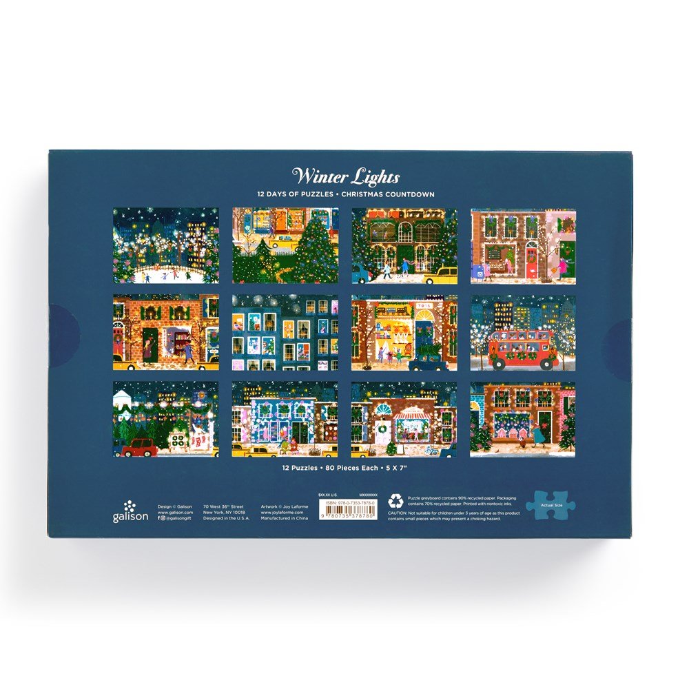 Puzzle Galison - 12 Jours de Puzzles 80 Pièces - Joy Laforme - Lumières d'HiverGalison