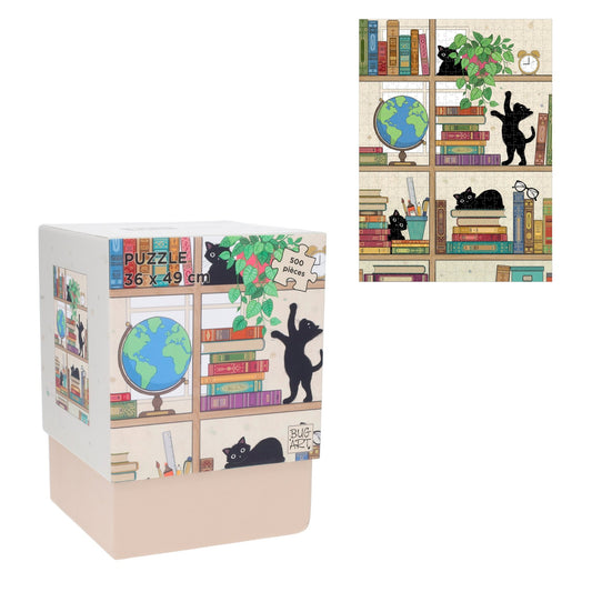 Puzzle 500 Pièces En Pochon - Coffret Bug Art Chatons BibliothèqueKiub