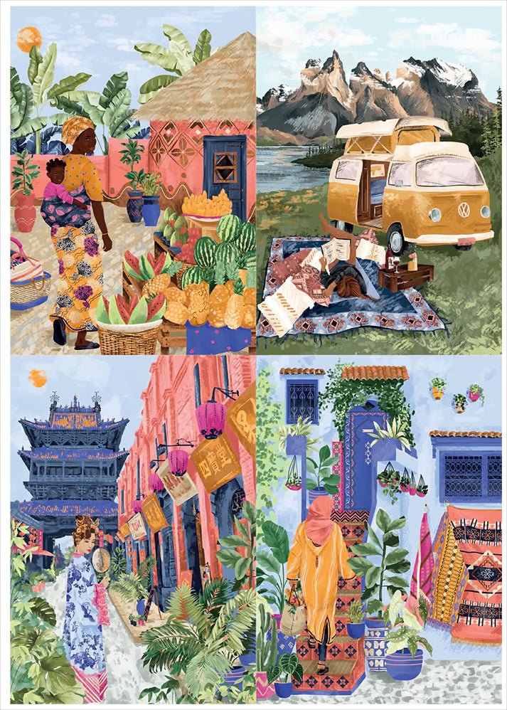 4 Puzzles 260 Pièces - Claire Morris - Torres del Paine - Morroco - Ghana - ChinaMagnolia