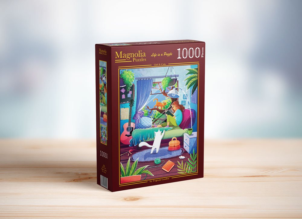 Puzzle 1000 Pièces - Fille et ChatsMagnolia