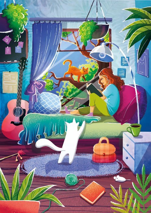 Puzzle 1000 Pièces - Fille et ChatsMagnolia