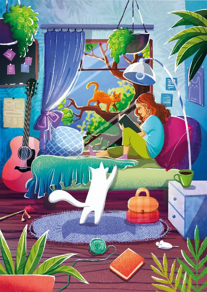 Puzzle 1000 Pièces - Fille et Chats