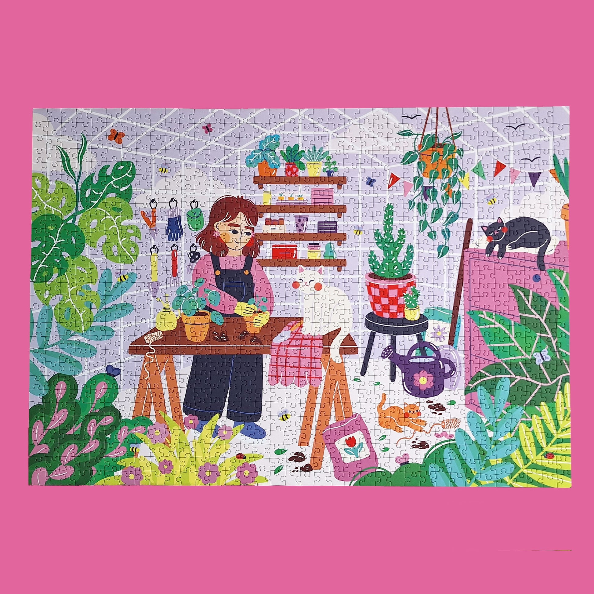 Puzzle 1000 Pièces - La serre aux chatsPièce Rapportée