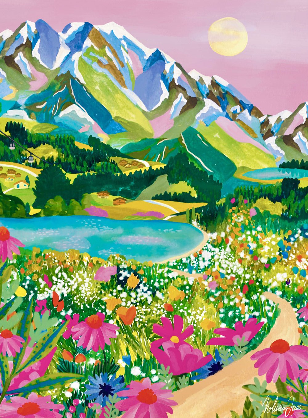 Mini Puzzle de 96 Pièces - Lever de Soleil sur les AlpesPieces & Peace