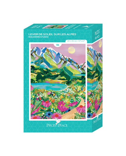 Mini Puzzle de 96 Pièces - Lever de Soleil sur les AlpesPieces & Peace