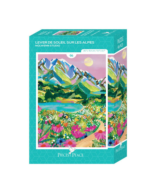 Mini Puzzle de 96 Pièces - Lever de Soleil sur les AlpesPieces & Peace