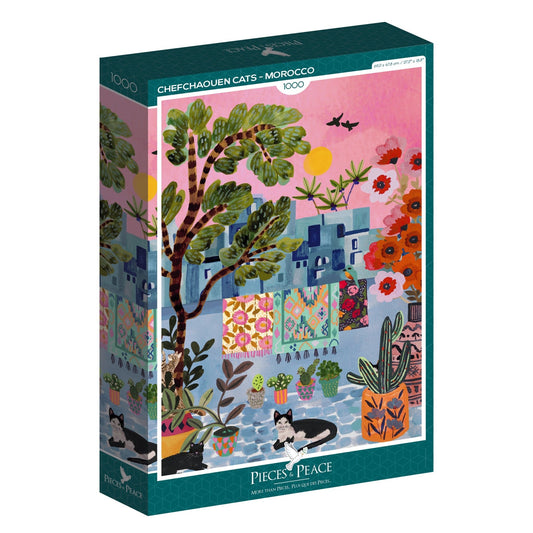 Puzzle 1000 Pièces Pieces & Peace - Chats de Chefchaouen - MarocPieces & Peace