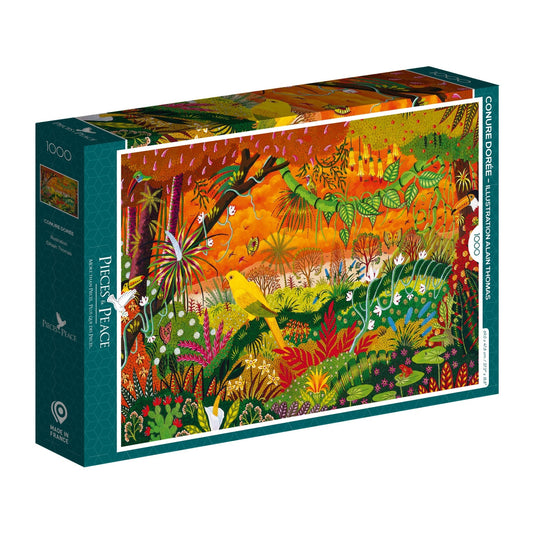 Puzzle 1000 Pièces Pieces & Peace - Conure DoréePieces & Peace