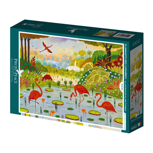 Puzzle 1000 Pièces Pieces & Peace - Flamants des CaraïbesPieces & Peace