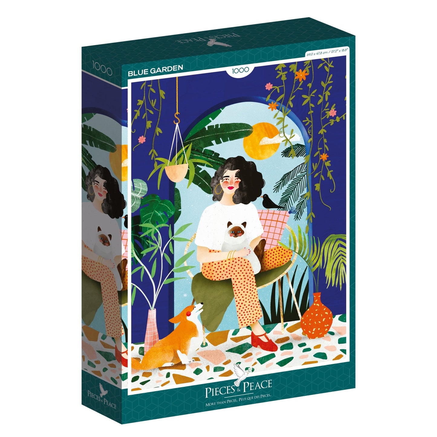 Puzzle 1000 Pièces Pieces & Peace - Jardin BleuPieces & Peace