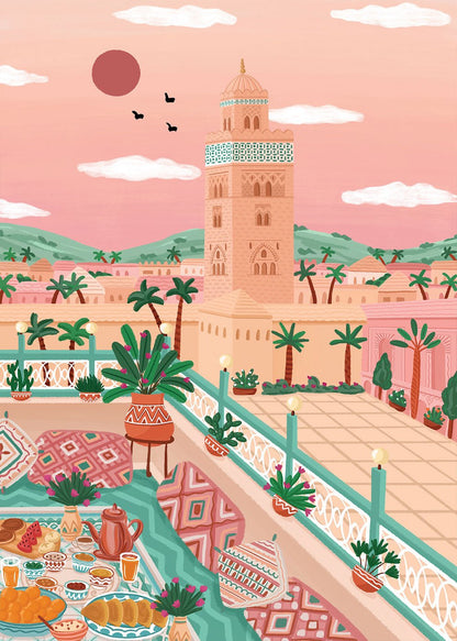 Puzzle 1000 Pièces Pieces & Peace - Mosquée Koutoubia, MarocPieces & Peace