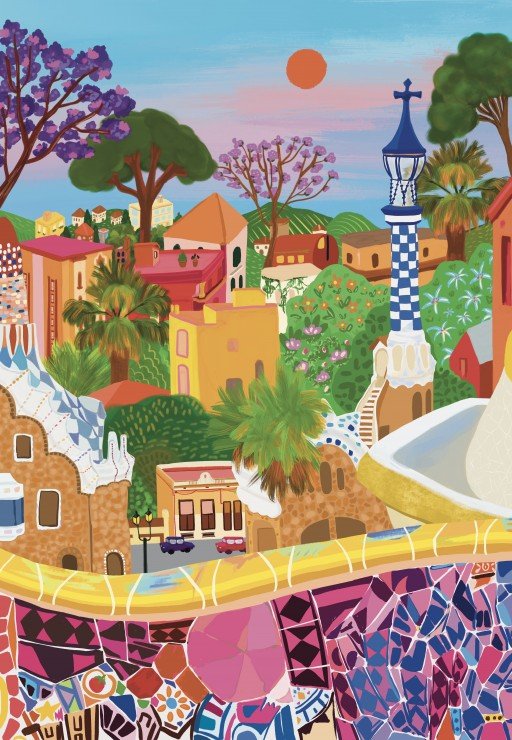 Puzzle 1000 Pièces Pieces & Peace - Parc GüellPieces & Peace