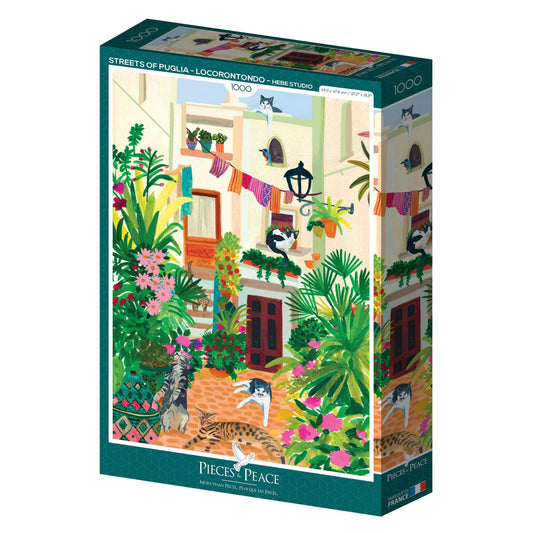 Puzzle 1000 Pièces Pieces & Peace - Rues des Pouilles - LocorontondoPieces & Peace