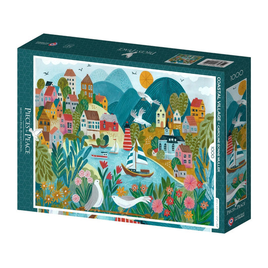 Puzzle 1000 Pièces Pieces & Peace - Village CôtierPieces & Peace