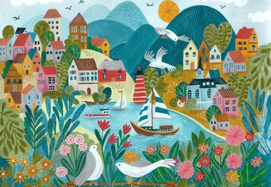 Puzzle 1000 Pièces Pieces & Peace - Village CôtierPieces & Peace