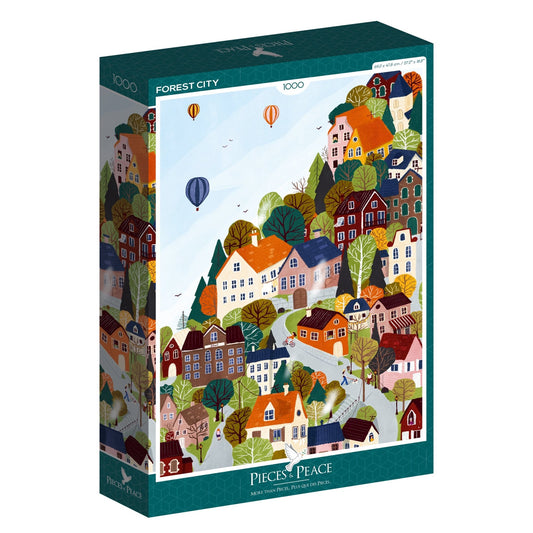 Puzzle 1000 Pièces Pieces & Peace - Ville ForestièrePieces & Peace