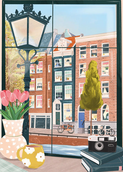 Puzzle 500 Pièces Pieces & Peace - Amsterdam vue d'un CaféPieces & Peace