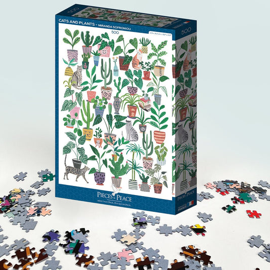 Puzzle 500 Pièces Pieces & Peace - Chats et PlantesPieces & Peace