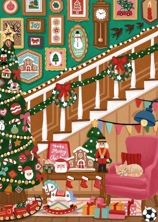 Puzzle 500 Pièces Pieces & Peace - Escalier de NoëlPieces & Peace