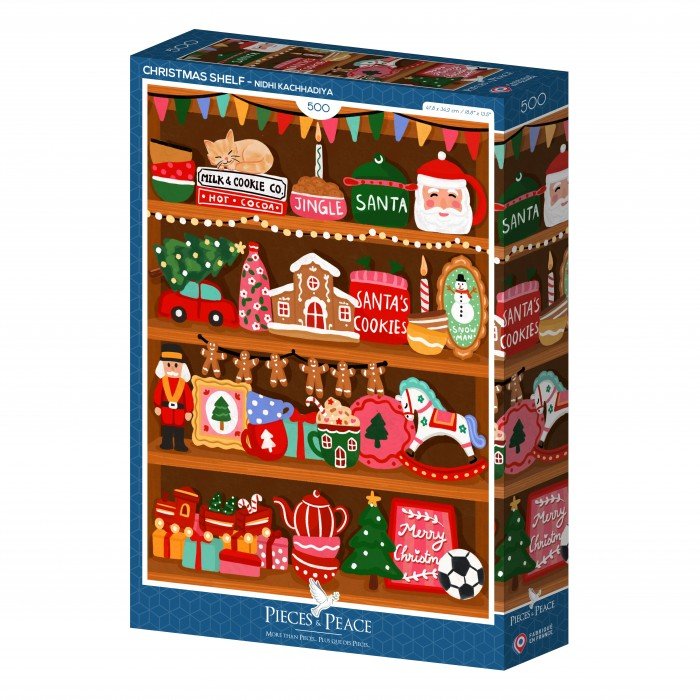 Puzzle 500 Pièces Pieces & Peace - Étagère de NoëlPieces & Peace