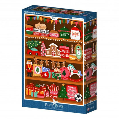 Puzzle 500 Pièces Pieces & Peace - Étagère de NoëlPieces & Peace