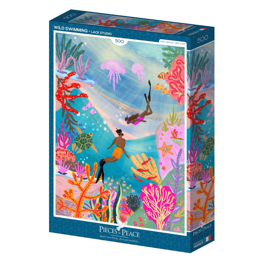 Puzzle 500 Pièces Pieces & Peace - Natation SauvagePieces & Peace