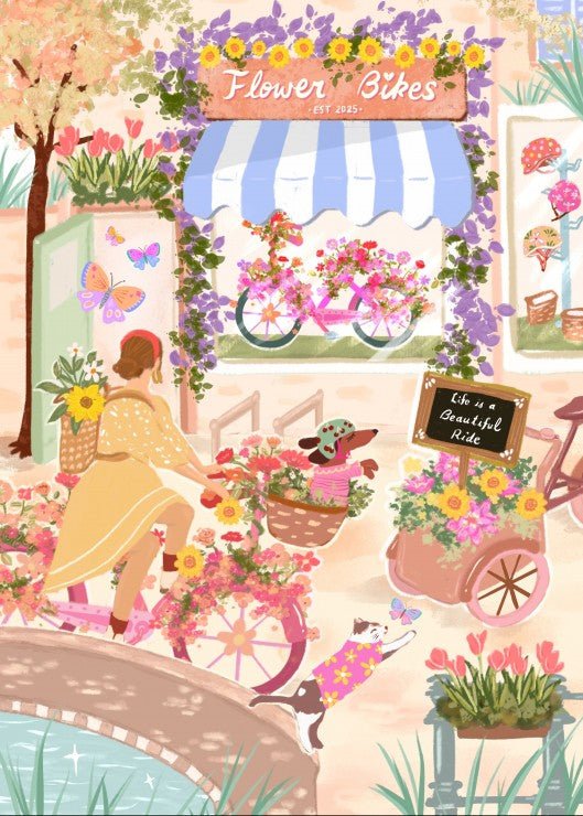 Puzzle 500 Pièces Pieces & Peace - Vélos FleurisPieces & Peace