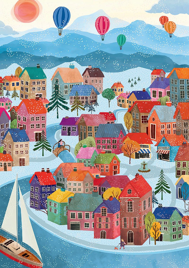 Puzzle 500 Pièces Pieces & Peace - Village d'HiverPieces & Peace