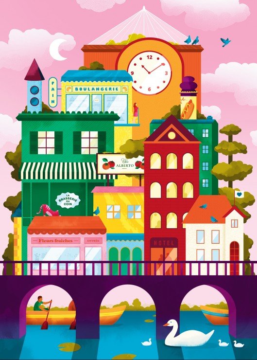 Puzzle de 500 pièces - La Ville sur l'EauPieces & Peace