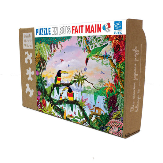 Puzzle en bois découpé à la main de 100 pièces - La JunglePuzzle Michèle Wilson