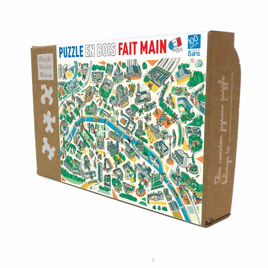 Puzzle en bois découpé à la main de 100 pièces - Paris LabyrinthesPuzzle Michèle Wilson