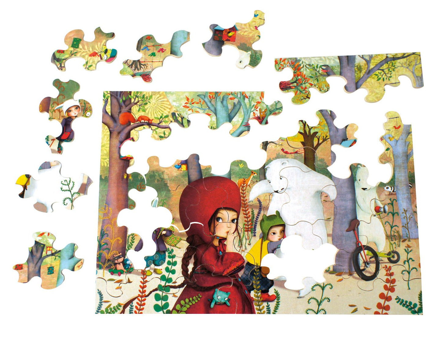 Puzzle en bois découpé à la main de 24 pièces - Rencontre En ForetPuzzle Michèle Wilson